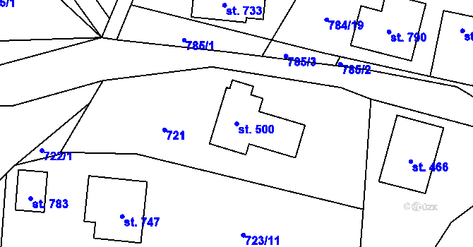 Parcela st. 500 v KÚ Mašov u Turnova, Katastrální mapa