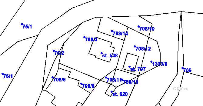 Parcela st. 538 v KÚ Mašov u Turnova, Katastrální mapa