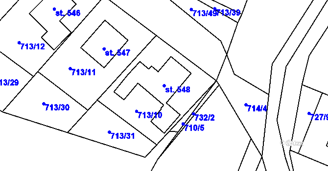Parcela st. 548 v KÚ Mašov u Turnova, Katastrální mapa