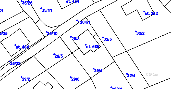 Parcela st. 585 v KÚ Mašov u Turnova, Katastrální mapa