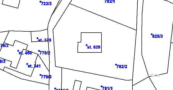 Parcela st. 629 v KÚ Mašov u Turnova, Katastrální mapa