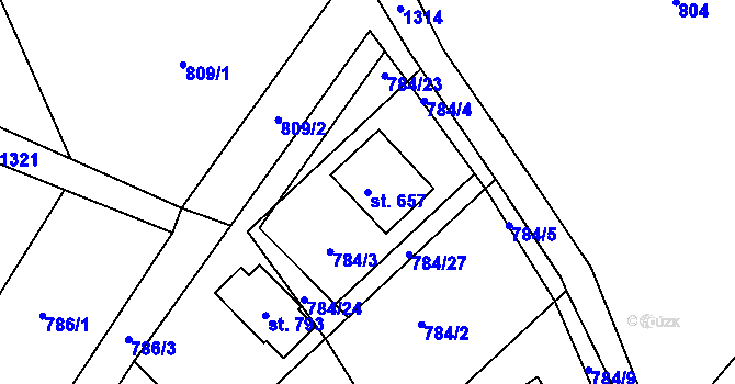 Parcela st. 657 v KÚ Mašov u Turnova, Katastrální mapa