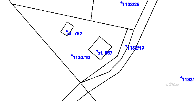 Parcela st. 667 v KÚ Mašov u Turnova, Katastrální mapa