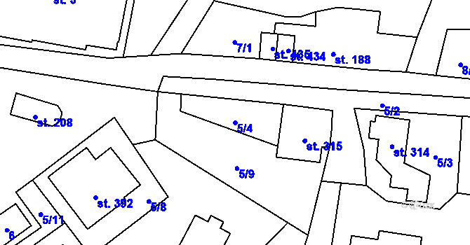 Parcela st. 5/4 v KÚ Mašov u Turnova, Katastrální mapa