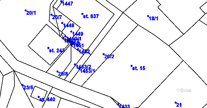Parcela st. 20/2 v KÚ Mašov u Turnova, Katastrální mapa