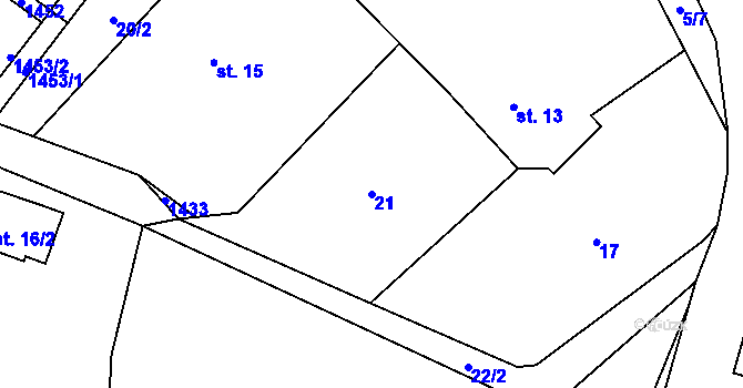 Parcela st. 21 v KÚ Mašov u Turnova, Katastrální mapa