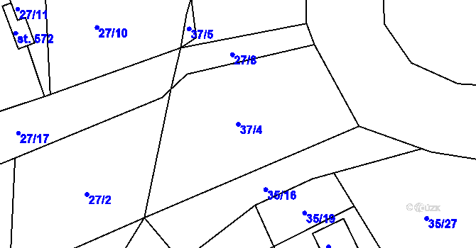 Parcela st. 37/4 v KÚ Mašov u Turnova, Katastrální mapa