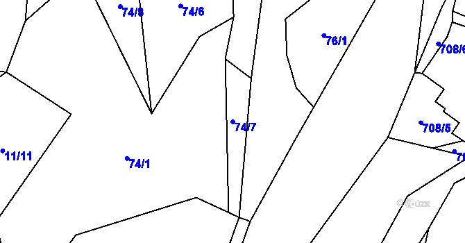 Parcela st. 74/7 v KÚ Mašov u Turnova, Katastrální mapa