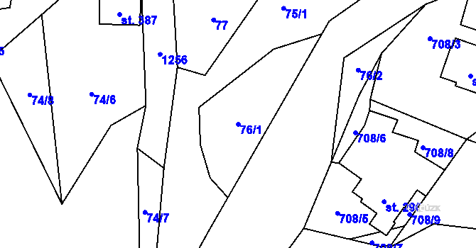 Parcela st. 76/1 v KÚ Mašov u Turnova, Katastrální mapa