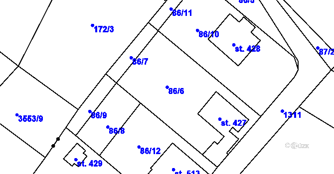 Parcela st. 86/6 v KÚ Mašov u Turnova, Katastrální mapa
