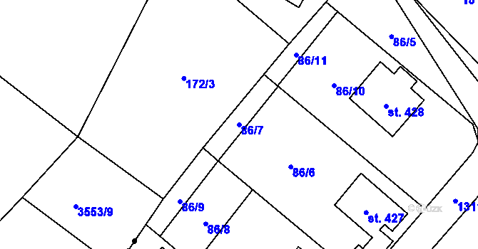 Parcela st. 86/7 v KÚ Mašov u Turnova, Katastrální mapa