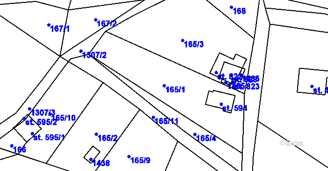 Parcela st. 165/1 v KÚ Mašov u Turnova, Katastrální mapa