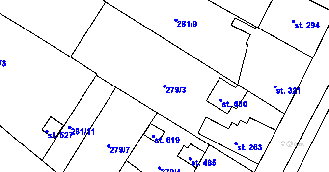 Parcela st. 279/3 v KÚ Mašov u Turnova, Katastrální mapa