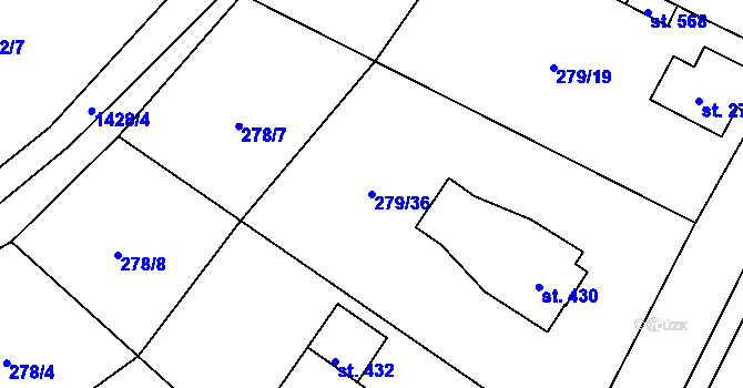 Parcela st. 279/36 v KÚ Mašov u Turnova, Katastrální mapa
