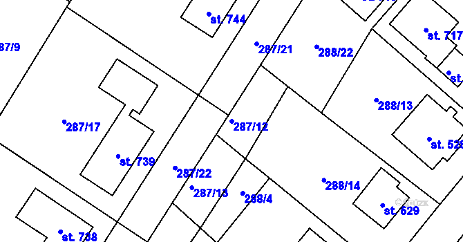 Parcela st. 287/12 v KÚ Mašov u Turnova, Katastrální mapa