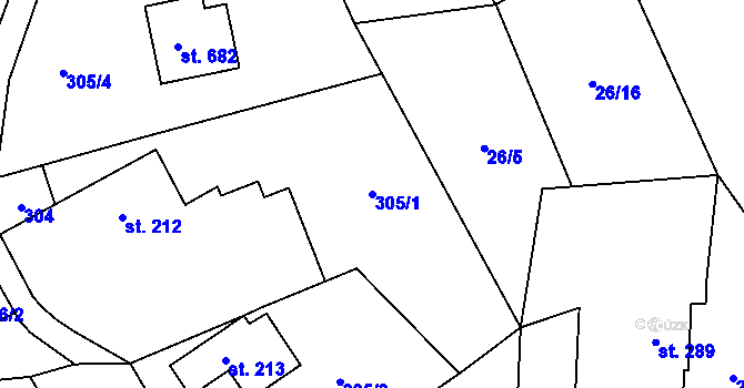Parcela st. 305/1 v KÚ Mašov u Turnova, Katastrální mapa