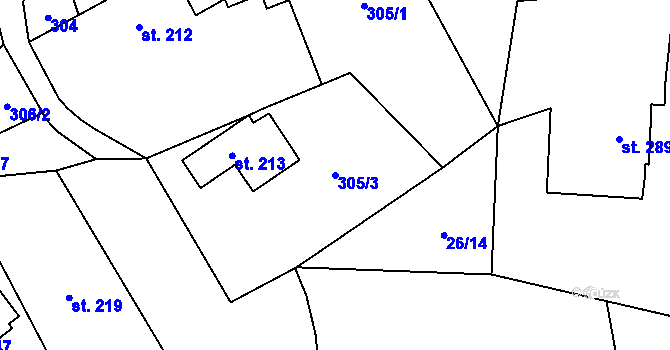 Parcela st. 305/3 v KÚ Mašov u Turnova, Katastrální mapa
