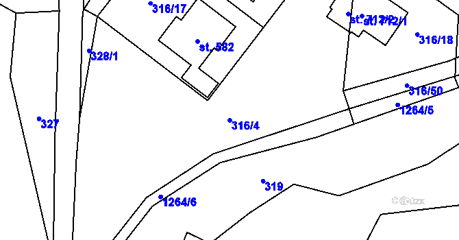 Parcela st. 316/4 v KÚ Mašov u Turnova, Katastrální mapa
