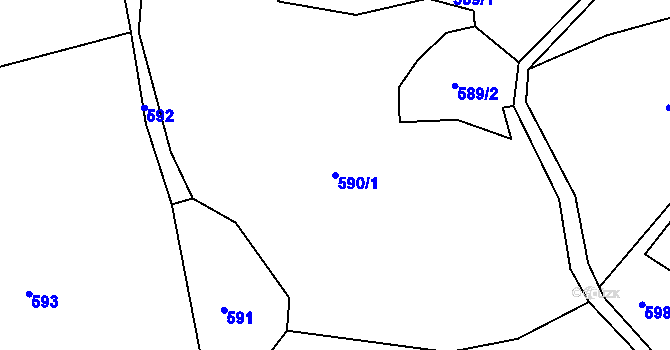 Parcela st. 590/1 v KÚ Mašov u Turnova, Katastrální mapa