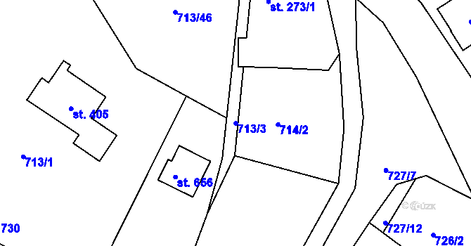 Parcela st. 713/3 v KÚ Mašov u Turnova, Katastrální mapa