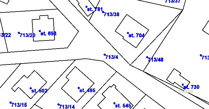 Parcela st. 713/4 v KÚ Mašov u Turnova, Katastrální mapa