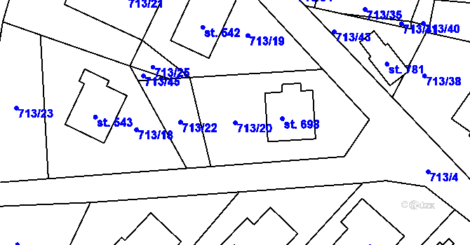 Parcela st. 713/20 v KÚ Mašov u Turnova, Katastrální mapa