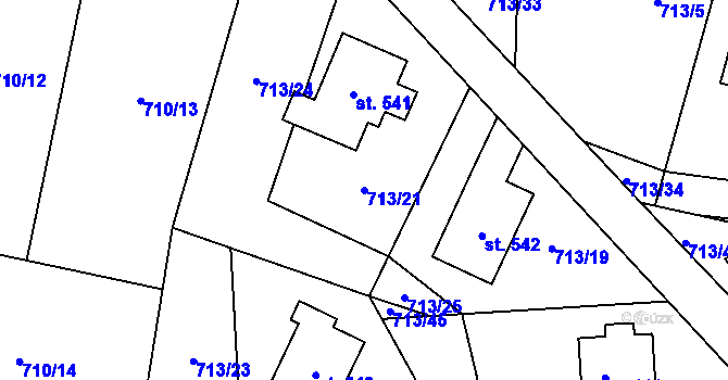 Parcela st. 713/21 v KÚ Mašov u Turnova, Katastrální mapa