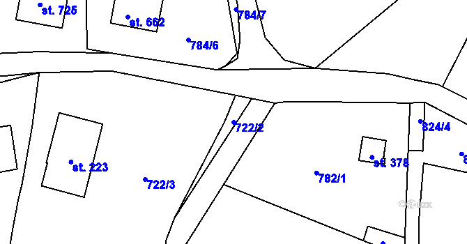Parcela st. 722/2 v KÚ Mašov u Turnova, Katastrální mapa