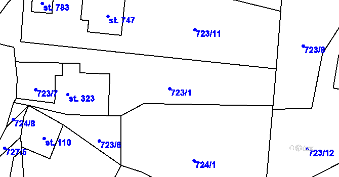 Parcela st. 723/1 v KÚ Mašov u Turnova, Katastrální mapa