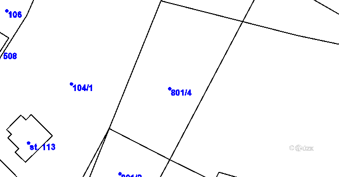 Parcela st. 801/4 v KÚ Mašov u Turnova, Katastrální mapa