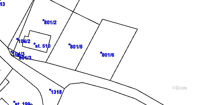Parcela st. 801/6 v KÚ Mašov u Turnova, Katastrální mapa