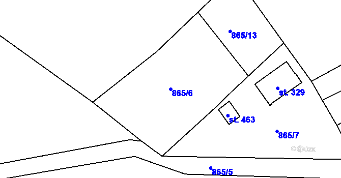 Parcela st. 865/6 v KÚ Mašov u Turnova, Katastrální mapa