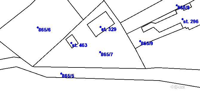 Parcela st. 865/7 v KÚ Mašov u Turnova, Katastrální mapa
