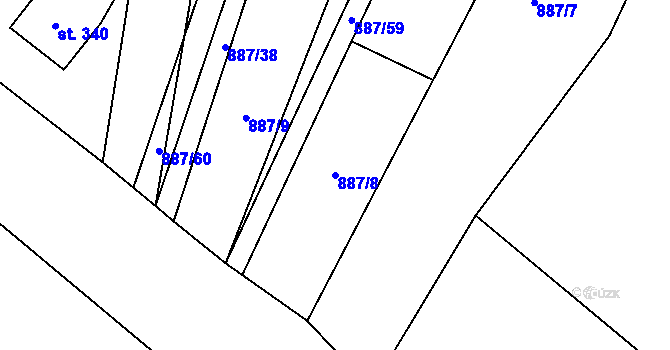 Parcela st. 887/8 v KÚ Mašov u Turnova, Katastrální mapa