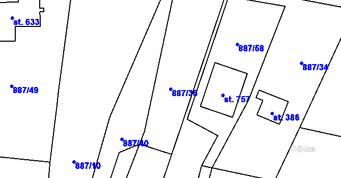 Parcela st. 887/36 v KÚ Mašov u Turnova, Katastrální mapa