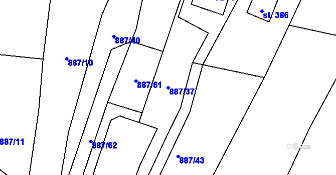 Parcela st. 887/37 v KÚ Mašov u Turnova, Katastrální mapa