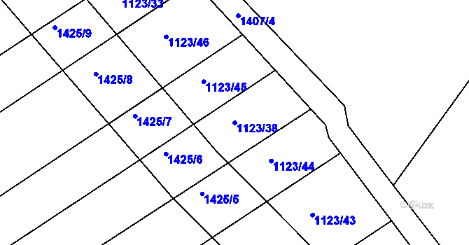 Parcela st. 1123/38 v KÚ Mašov u Turnova, Katastrální mapa
