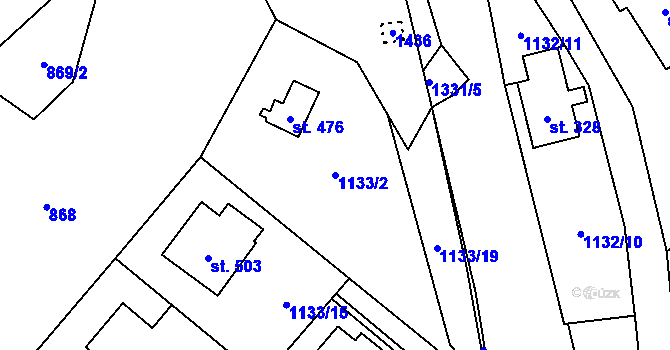 Parcela st. 1133/2 v KÚ Mašov u Turnova, Katastrální mapa