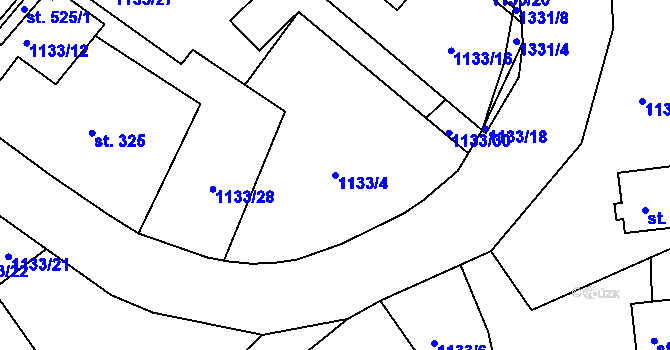 Parcela st. 1133/4 v KÚ Mašov u Turnova, Katastrální mapa