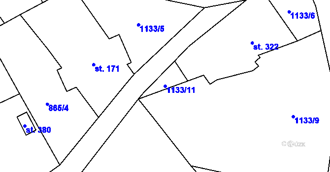 Parcela st. 1133/11 v KÚ Mašov u Turnova, Katastrální mapa