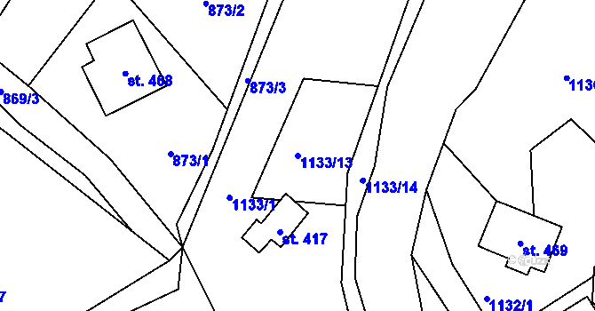 Parcela st. 1133/13 v KÚ Mašov u Turnova, Katastrální mapa