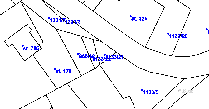 Parcela st. 1133/21 v KÚ Mašov u Turnova, Katastrální mapa