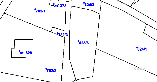 Parcela st. 825/3 v KÚ Mašov u Turnova, Katastrální mapa