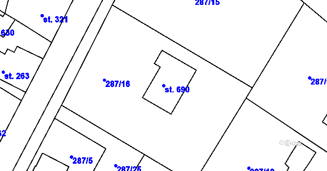 Parcela st. 690 v KÚ Mašov u Turnova, Katastrální mapa