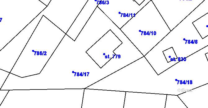 Parcela st. 779 v KÚ Mašov u Turnova, Katastrální mapa