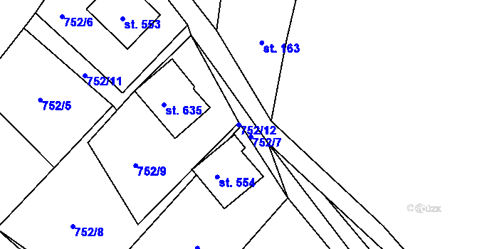 Parcela st. 752/12 v KÚ Mašov u Turnova, Katastrální mapa