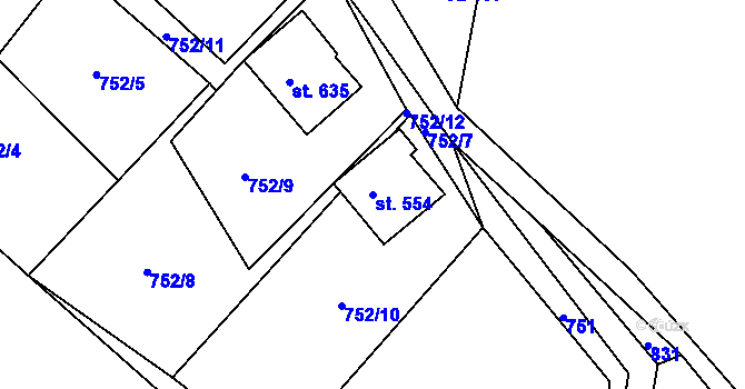 Parcela st. 554 v KÚ Mašov u Turnova, Katastrální mapa