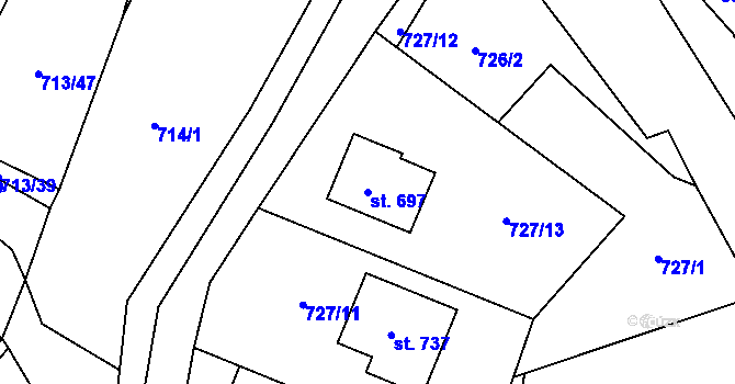 Parcela st. 697 v KÚ Mašov u Turnova, Katastrální mapa