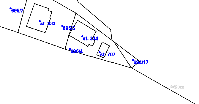Parcela st. 707 v KÚ Mašov u Turnova, Katastrální mapa