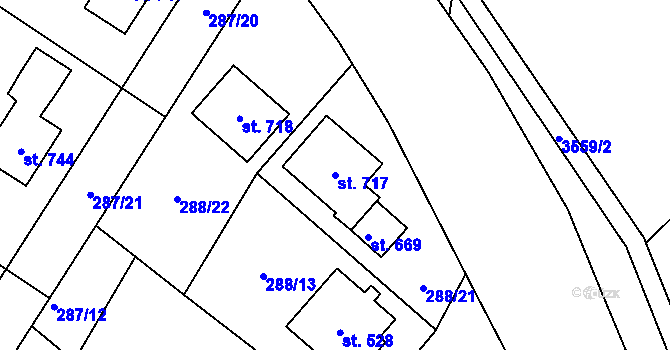 Parcela st. 717 v KÚ Mašov u Turnova, Katastrální mapa